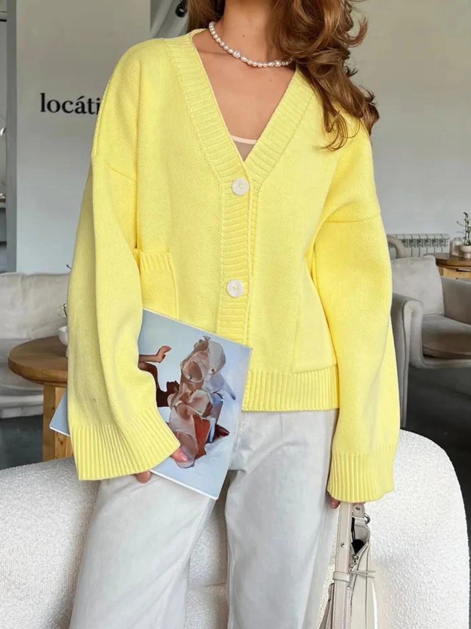 V-Neck Button Down Cardigan